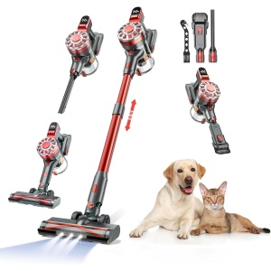 Cordless Vacuum Cleaner, 15KPa Stick Vacuum Cleaner with 45Mins Runtime, 6 in 1 Lightweight Vacuum, Rechargeable Battery Vacuum for Hardwood Floor Carpet Pet Hair