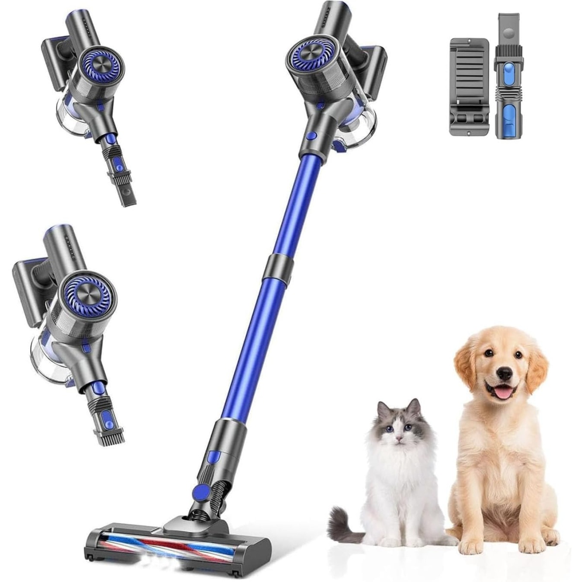 Cordless Vacuum Cleaners, 15Kpa Lightweight Stick Vacuum with 45Mins Runtime, 6 in 1 Rechargeable Battery Vacuum for Hardwood Floor Carpet Pet Hair-Purple